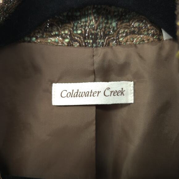 Vintage Twee Coldwater Creek Tweed Woven Art Tapestry Bolero Blazer Jacket 12 - Picture 7 of 16